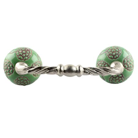 Pea Green Marigold Etched Ceramic Cut Bridge Handle Online